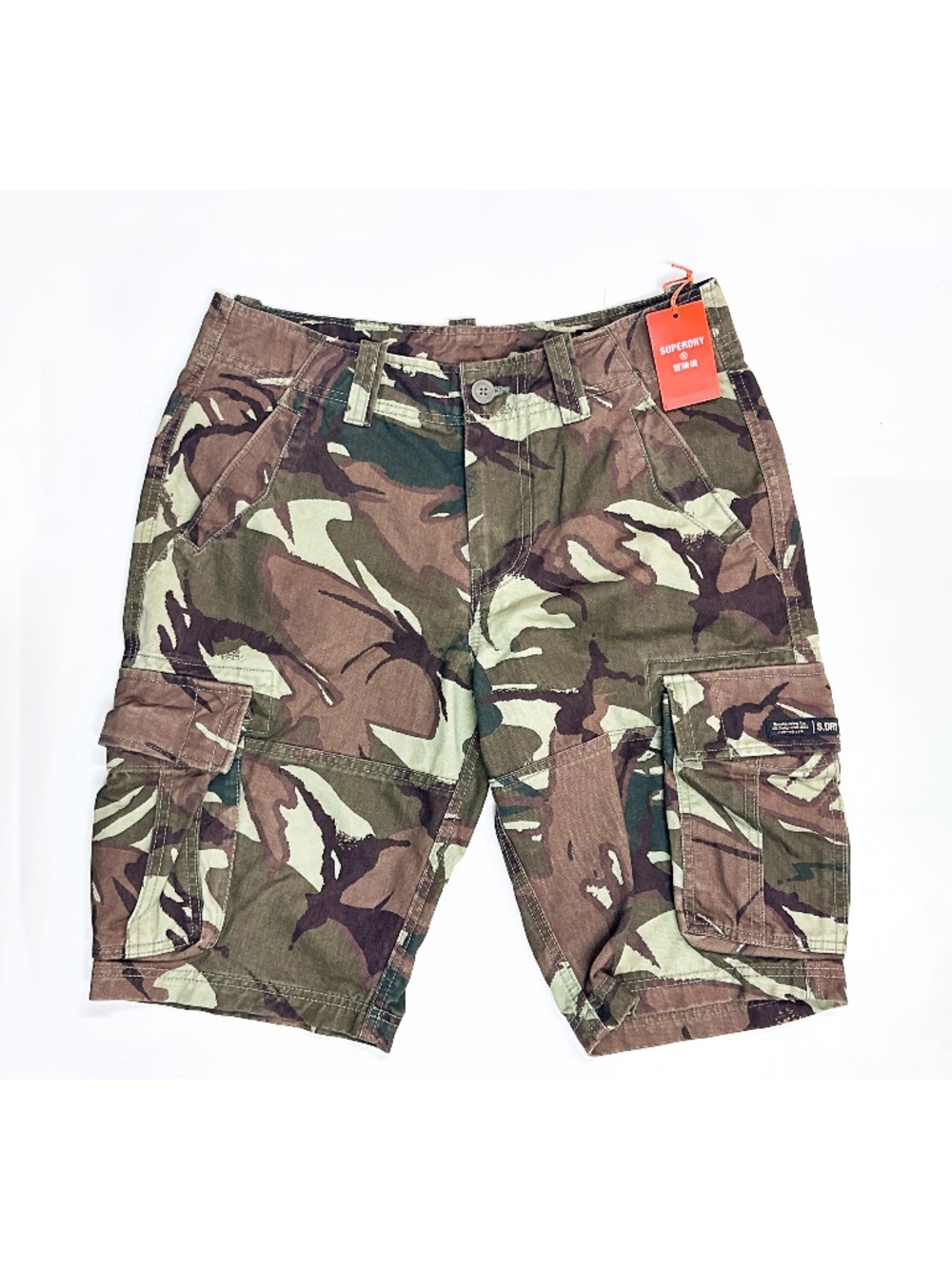 SUPERDRY Core Cargo Heavy Shorts Mens W32 Green Outline Camo Dark Army Military